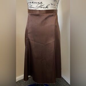 Brown Satin A-Line Skirt